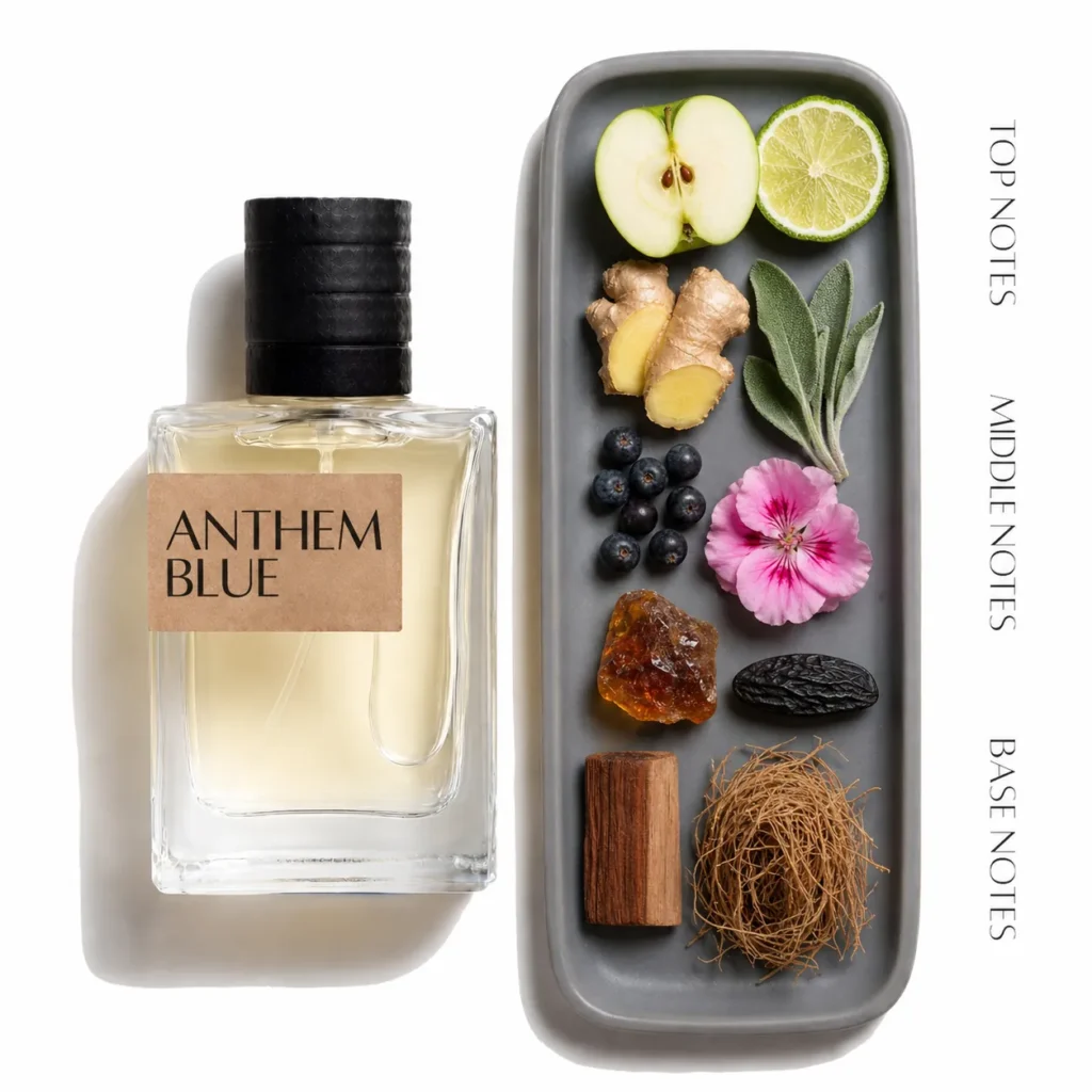 Tibaar Anthem Blue is a fresh and juicy perfume which is a mass pleasing scent profile